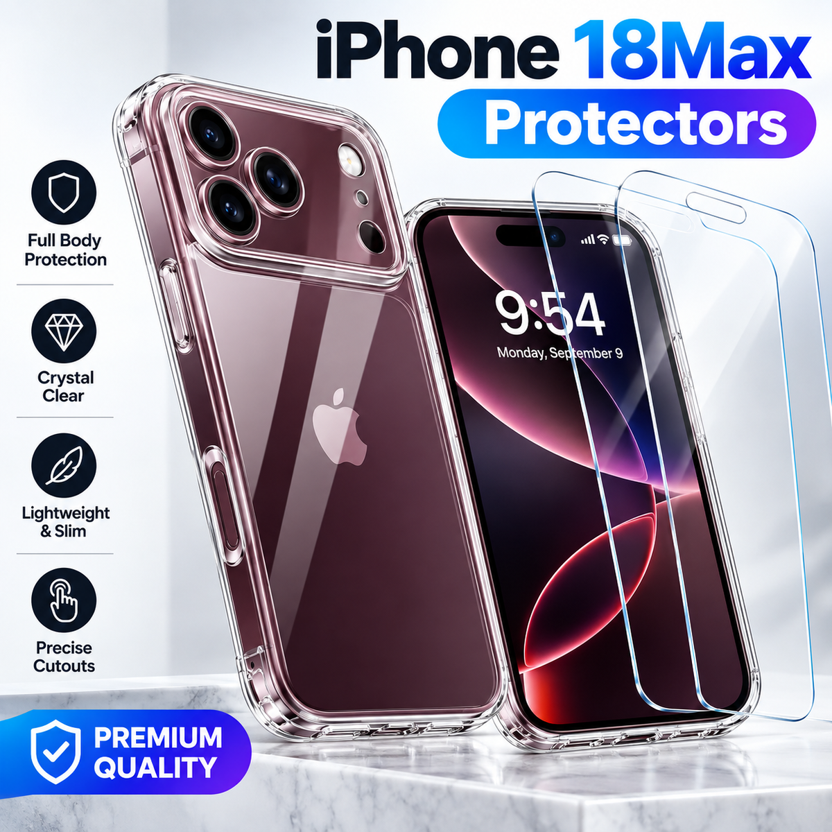 Tempered Glass Screen Protector for iPhone 18 Pro / Pro Max / Duo