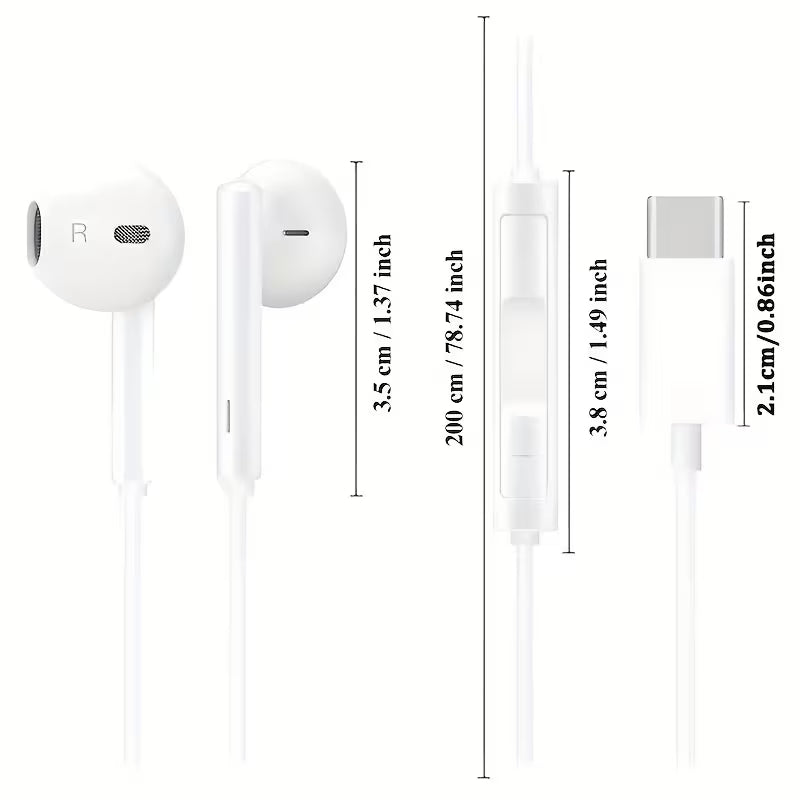 Type-C Wired Earphones with Mic &amp; Buttons