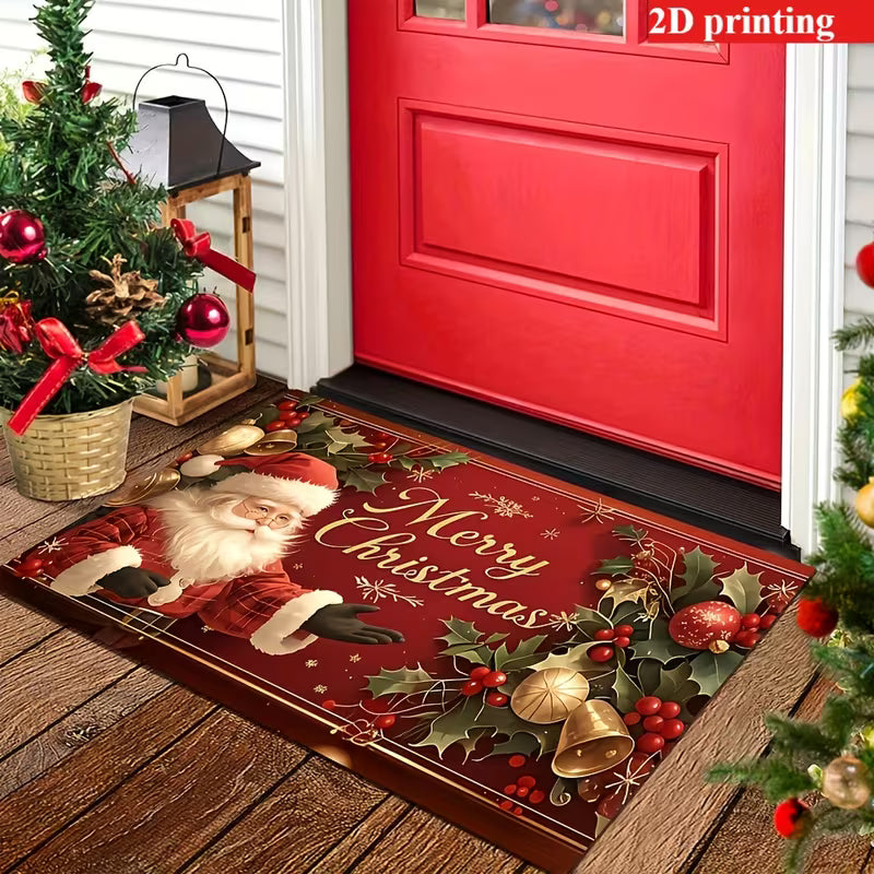 Merry Christmas Welcome Mat – Santa &amp; Christmas Tree