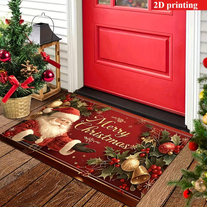 Merry Christmas Welcome Mat – Santa &amp; Christmas Tree