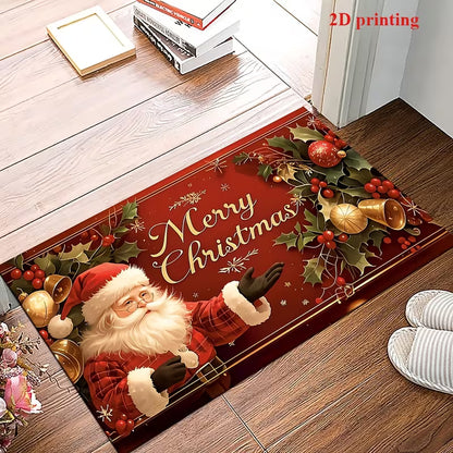 Merry Christmas Welcome Mat – Santa &amp; Christmas Tree