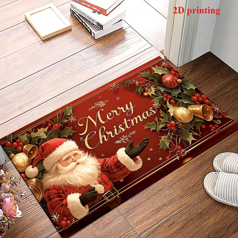 Merry Christmas Welcome Mat – Santa &amp; Christmas Tree