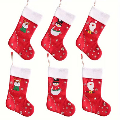 Pair of Traditional Christmas Stockings – Santa, Snowman &amp; Reindeer