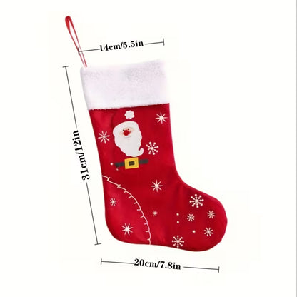 Pair of Traditional Christmas Stockings – Santa, Snowman &amp; Reindeer