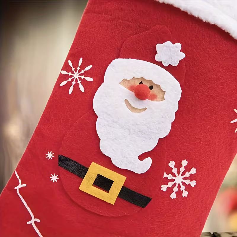 Pair of Traditional Christmas Stockings – Santa, Snowman &amp; Reindeer