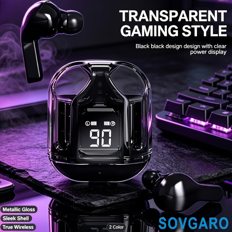 Bluetooth 5.3 Earbuds with Transparent Charging Case