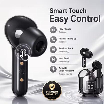 Bluetooth 5.3 Earbuds with Transparent Charging Case