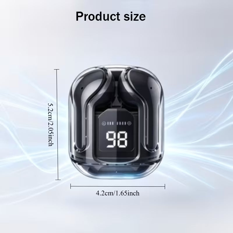 Bluetooth 5.3 Earbuds with Transparent Charging Case