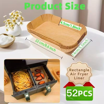 50 Pre-Cut Air Fryer Liners – 22 x 14 cm