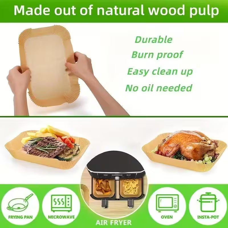 50 Pre-Cut Air Fryer Liners – 22 x 14 cm